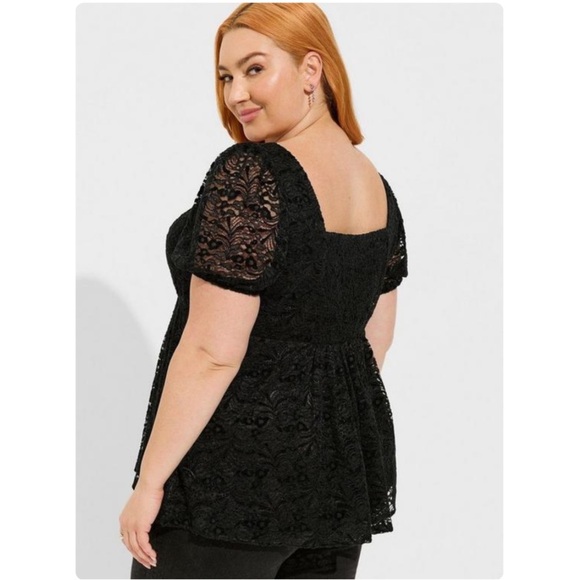 TORRID NWT Babydoll Chenille Lace Square Neck Blouse - Picture 4 of 6